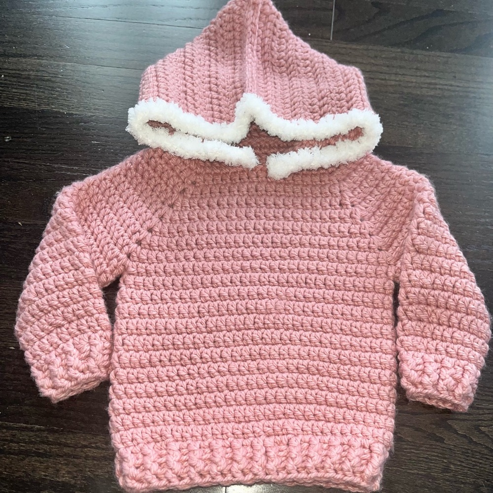Handmade Crochet Kids Hoodie Sweater 2T-3T | Cozy Cotton-Feel | One of a Kind